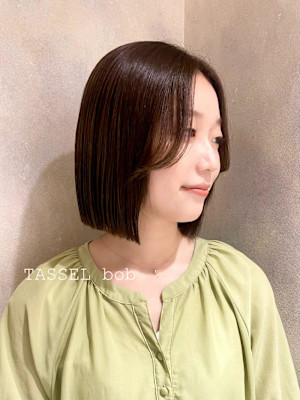 韓国風ボブ×前髪あり×透明感カラー×ぱつっとボブ×横浜