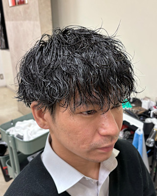 波巻きパーマ　緩めパーマ　マッシュ