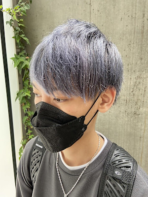 韓国ヘア ラベンダーシルバー×ショートマッシュ 韓国マッシュ