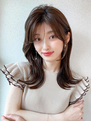 韓国ヘア/レイヤーカット/前髪あり/20代30代/ネビージュ