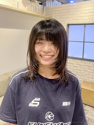 黒髪/ボブルフ/ネビージュ/小顔/ワンレン/仙台/髪質改善