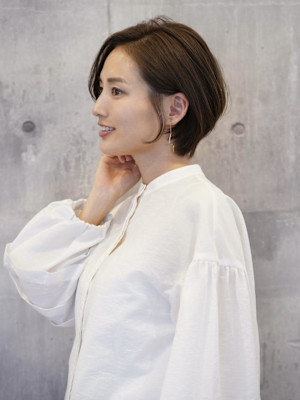 大人可愛いひし形ショートボブ/耳掛け/清澄白河/森下