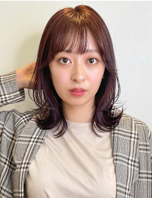 鎖骨ミディアム1韓国くびれヘア大人ミディアム