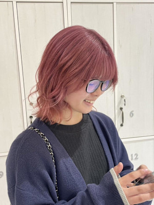 ダブルカラー／ピンクカラー／ガーリーヘア／暖色カラー