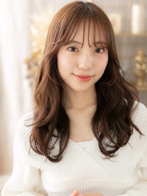 モテ髪ニュアンスパーマ透明感シースルー前髪　韓国風巻き