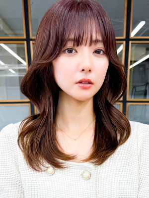 韓国美髪レイヤーロングくびれワンカールハッシュカットレイヤー