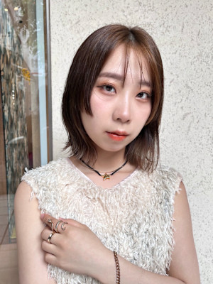 【天神】切りっぱなし/姫カット/レイヤー/ミルクティー