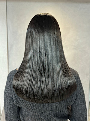 地毛風カラー　暗髪　艶髪