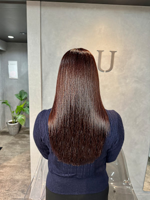 暖色カラー　ボルドーカラー　艶髪