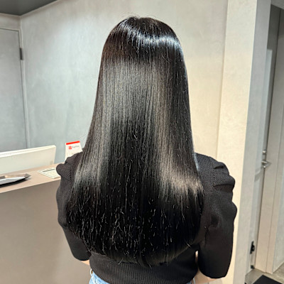地毛風カラー　艶髪　ストレート