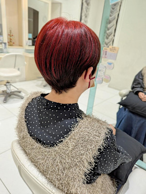 ショート×アンブレラカラー《チェリーレッド》