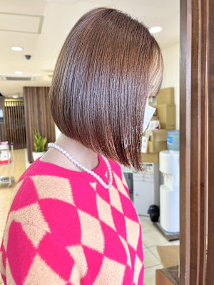 20代30代40代小顔インナーカラー透け感ナチュラルボブ