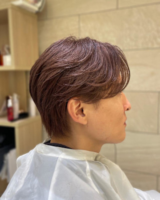 毛流れセンターパート『ピンクベージュ』