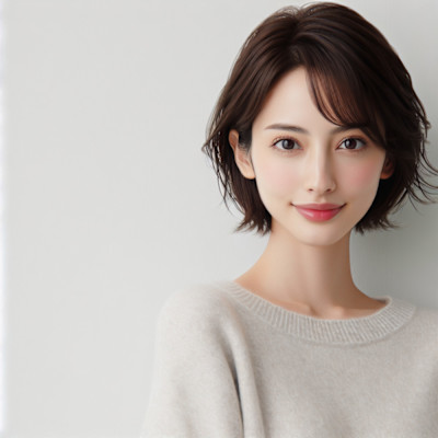 ★美髪くびレイヤーボブルフネビージュ小顔ワンレンこなれミディ