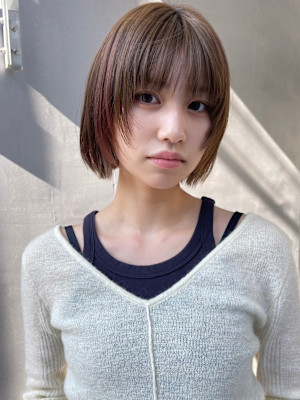 ショートボブウルフレイヤーパーマ前髪イルミナ韓国髪質改善