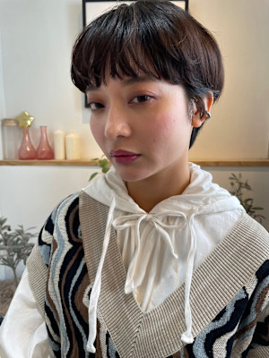 ショートボブウルフレイヤーパーマ前髪イルミナ韓国髪質改善