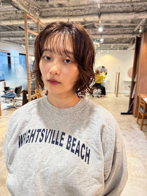 ショートボブウルフレイヤーパーマ前髪イルミナ韓国髪質改善