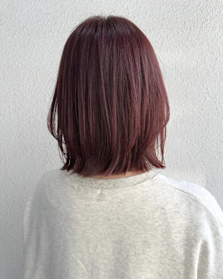 チェリーレッド_ワインレッド_切りっぱなしボブ