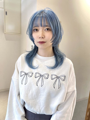 【rizu】ハイトーン/ブルーカラー/ウルフカット