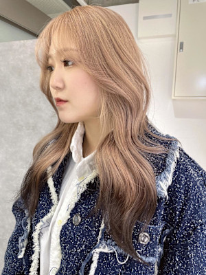 【rizu】ハイトーン/ベージュカラー/裾カラー