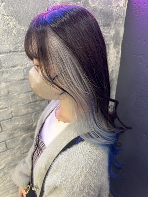 インナーカラーグラデーションホワイトグレー