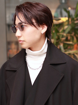 ストレート　マッシュショート　レッドブラウン　爽やか　20代