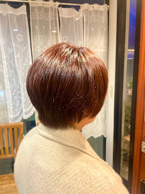 〈江戸桃海〉オレンジカラー/ショートヘア/丸みショート