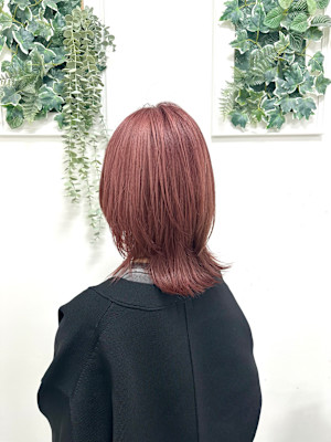 ピンク×ウルフカット