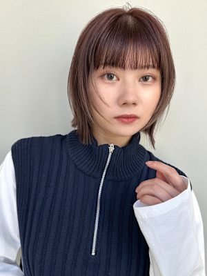 大人かわいいボブ20代30代渋谷顔まわりレイヤー前髪韓国