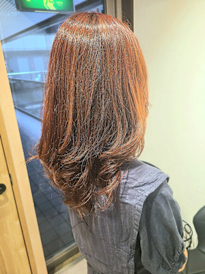 ピンクグレージュ×デジタルパーマ