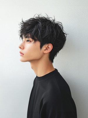 韓国マッシュ/モテ黒髪/ナチュラルパーマ UP