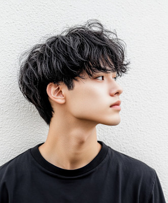 韓国マッシュ/シャドウパーマ/モテる黒髪/ 前下がりマッシュ