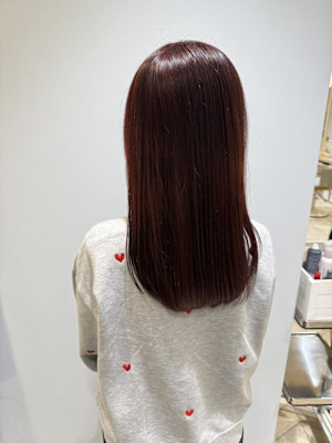 ブリーチなしダブルカラーバーガンディレッド透明感