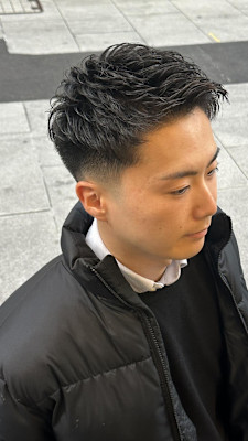 アイロンパーマアップバング　ツーブロック