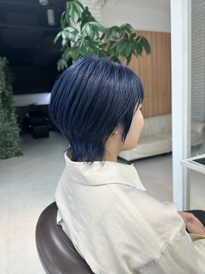 ネイビーブルー×ショートウルフ