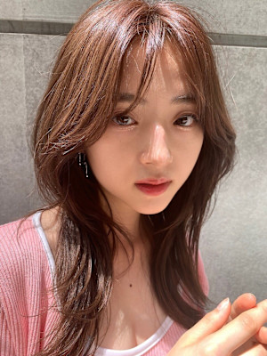 髪質改善セミディニュアンスピンクカラー【Zina荻窪】