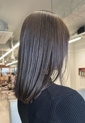 艶カラー/オリーブカラー/ミディアムストレート