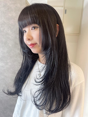 【rizu】レイヤー/顔周りカット/ブルーブラック