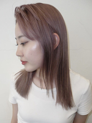 ハイトーン/ブリーチ／ダブルカラー／ピンクグレージュ