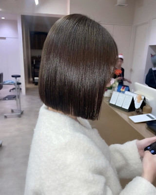 韓国ボブ×大人可愛い×切りっぱなし×ブラウンカラー×横浜
