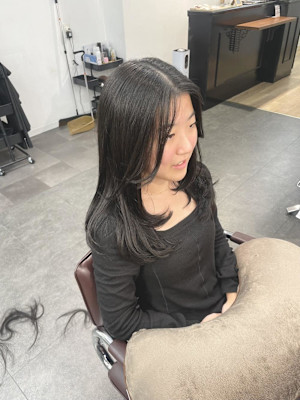 ミディアムレイヤー/カーテンバング/ローレイヤー