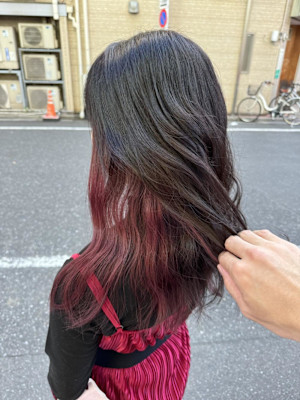 チェリーピンクのインナーカラー【錦糸町北口】