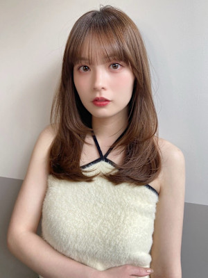 髪質改善くすみベージュワンレンロング*Zina梅田茶屋町
