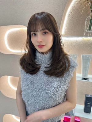 髪質改善ワンレンマロンブラウンロング*Zina梅田茶屋町