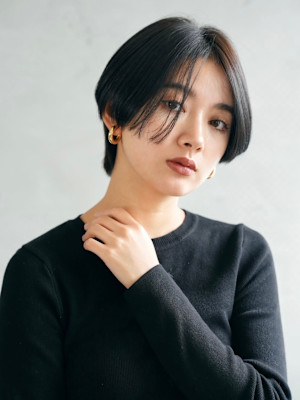 髪質改善黒髪ワンレンショート美髪*Zina難波