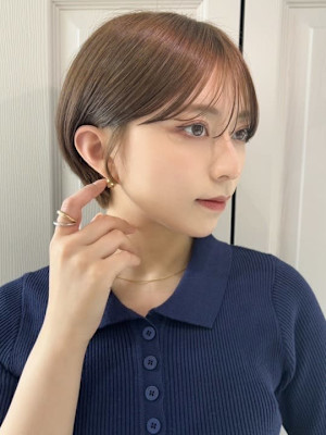 髪質改善アッシュオリーブショート美髪*Zina難波