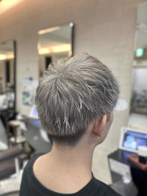 メンズマッシュ透明ホワイトシルバーアッシュカラー