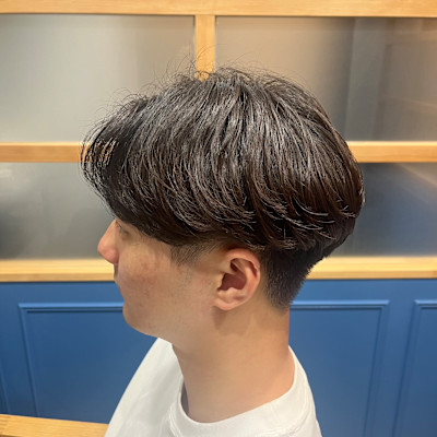 毛流れパーマ×センターパート