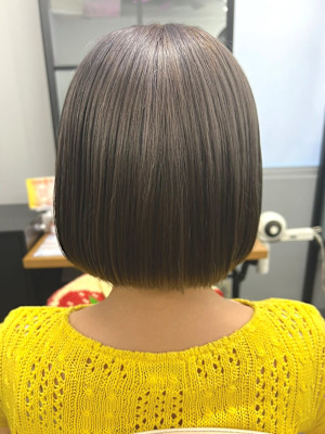 グレーベージュボブアッシュブラックワンレンボブ