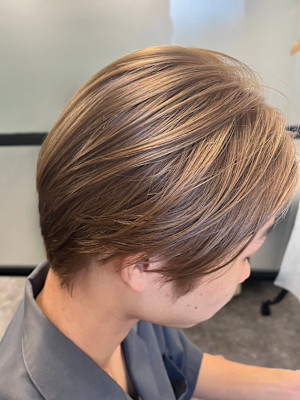 メンズカットハイライトマッシュパーマウルフアッシュブラック